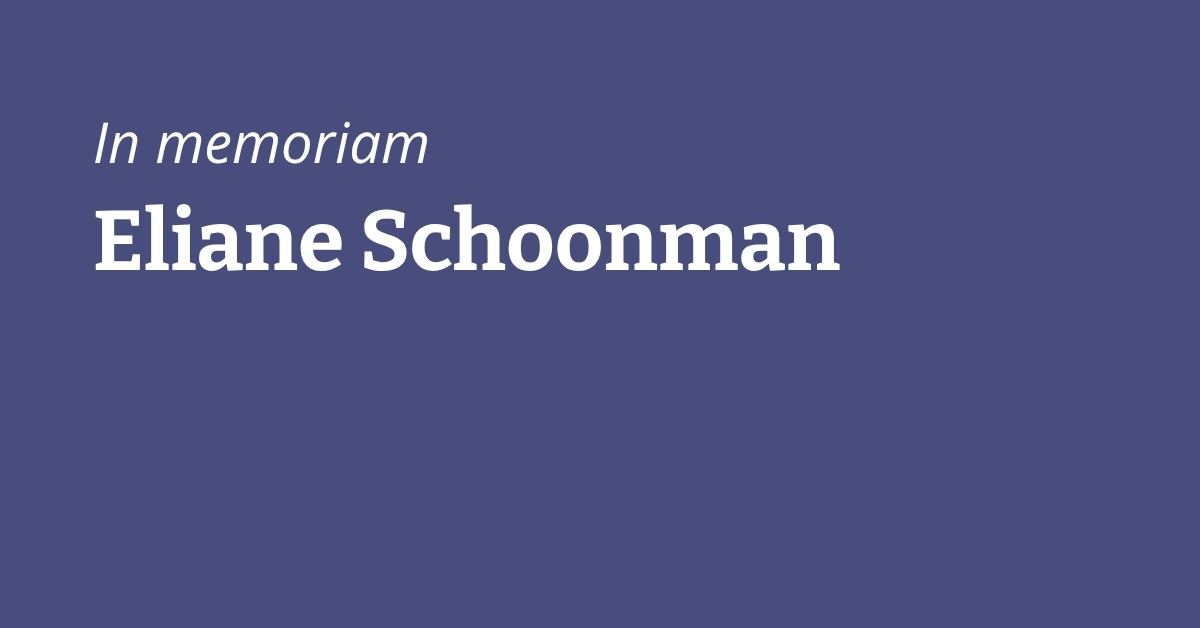 In memoriam - Eliane Schoonman